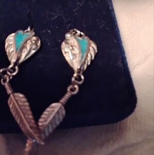 Turquoise and Silver Feather Bracelet